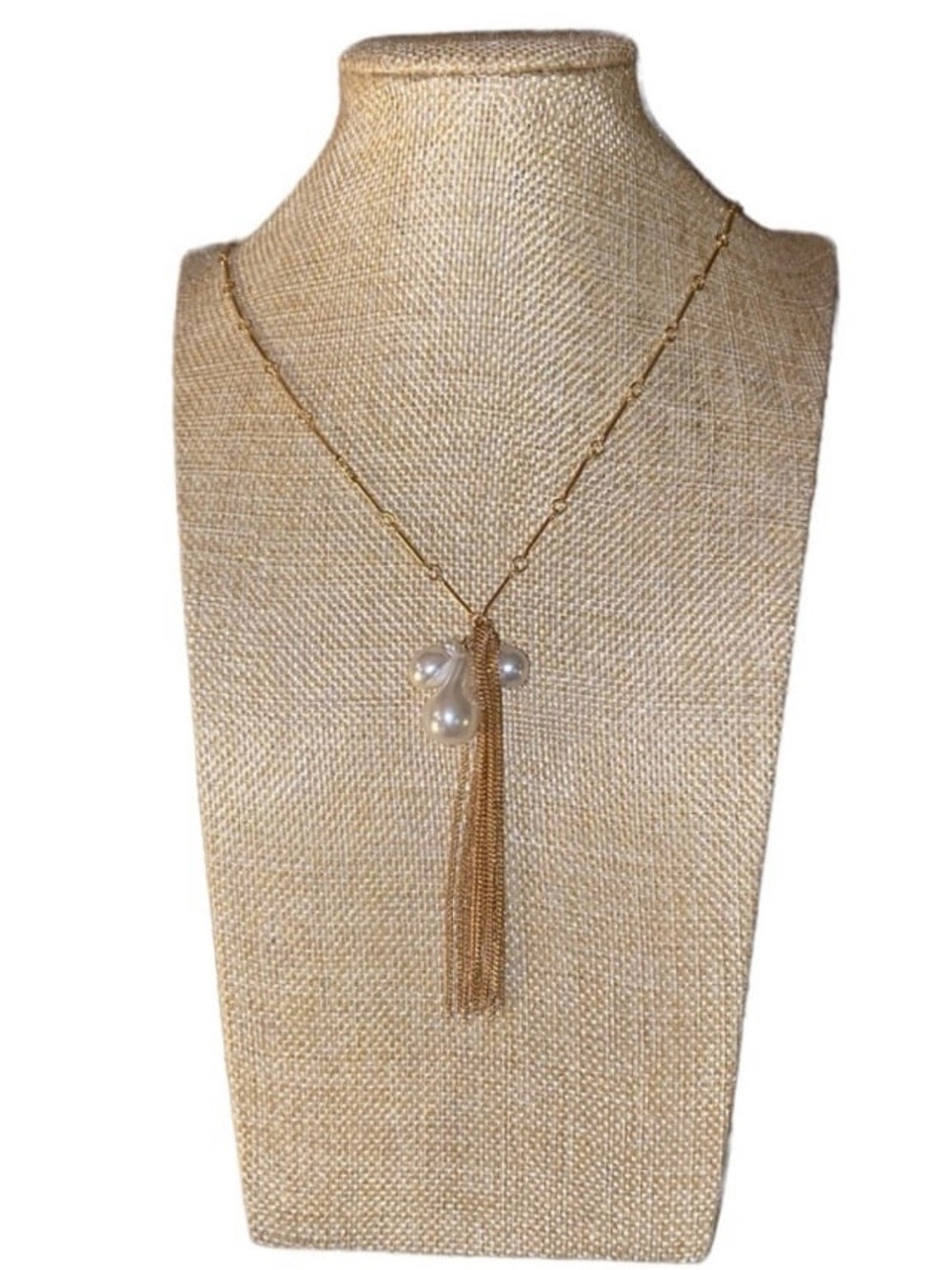 Torrid Gold-Tone Faux Pearl Cluster & Fringe Pendant Chain Necklace Jewelry